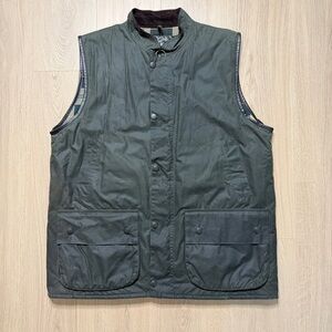 Vintage Barbour Westmorland Waxed Cotton Waistcoat Vest Mens XL Green Gilet